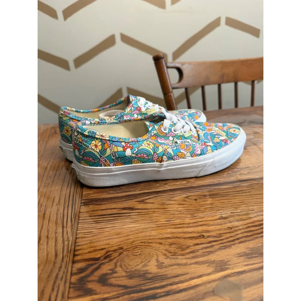 Vans Authentic Shoes Womens 6.5 Multi Color Psychedelic Mushroom Floral Sneakers